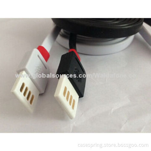 Dual USB flat noodle micro USB charging and data sync cable for Samsung, HTCNew